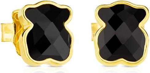 Tous Gold-plated teddy bear earrings with onyx Icon Colour 815433501 (Sterling Silver)