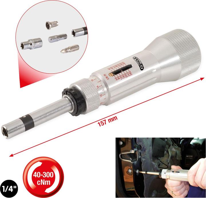 Image du produit KS Tools Tournevis dynamométrique ESD 1/4" Échelle micrométrique, graduation (méc.), 40-300 cNm (1/4", 40 Nm, 300 Nm)