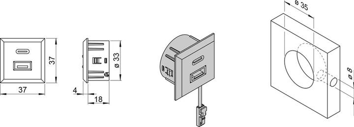 Actual product image L&S USB-C/A Doppelsteckd. 12 V 3 A
