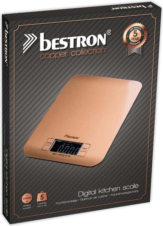 Immagine prodotto Bestron Bilancia da cucina AKS700CO Bilancia elettronica da cucina quadrata con piano di lavoro in rame