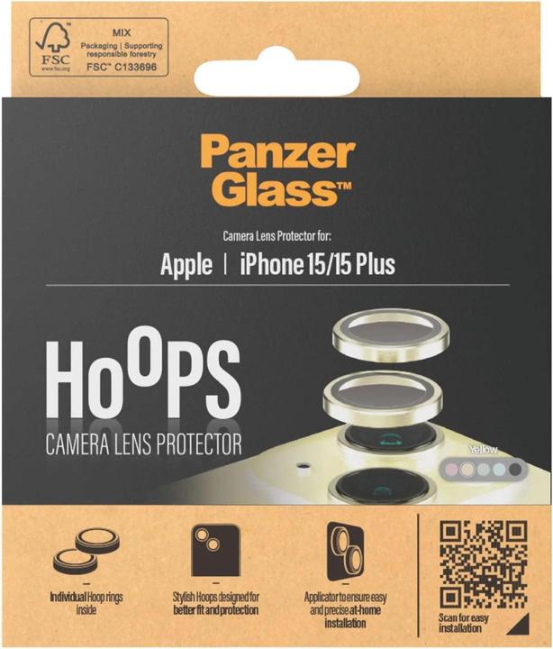 Immagine prodotto PanzerGlass Protezione dell'obiettivo della fotocamera Hoops (1 Pezzo/i, Apple iPhone 15 Plus, Apple iPhone 15)
