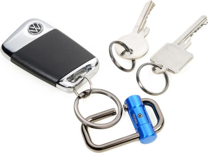 Actual product image Troika 2-WAY KEY Porte-clés avec 3 anneaux et fermeture coulissante, bleu/noir chromé