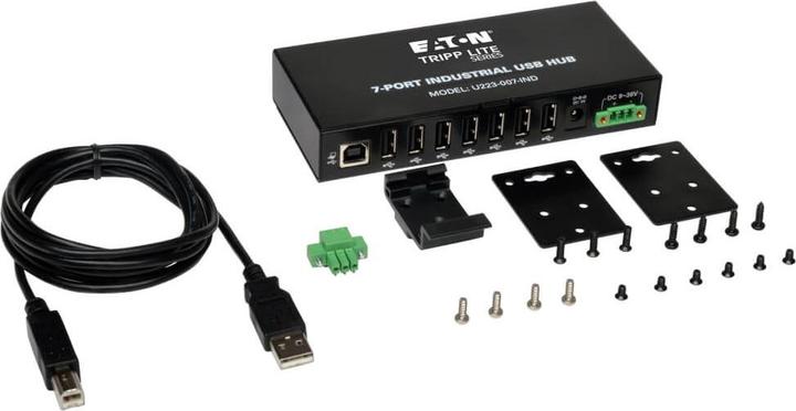 Produktbild Eaton 7-Port Industrial-Grade USB 2.0 Hub 15kV ESD Immunity Metal Housing Mountable (USB-B, 7 Ports)