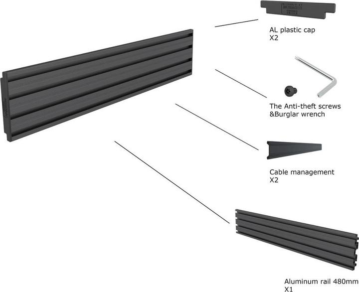 Immagine prodotto Multibrackets Profilo in alluminio, Sistema Modulare Pro, nero