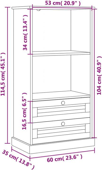 Produktbild VidaXL Gunner (60 x 35 x 114.5 cm)
