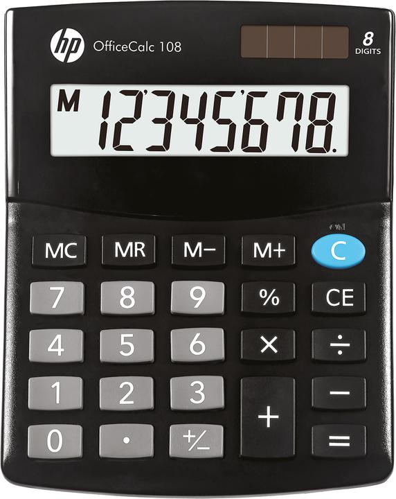 Productafbeelding HP OfficeCalc 108 bureaucalculator zwart (Zonnecellen, Batterijen)