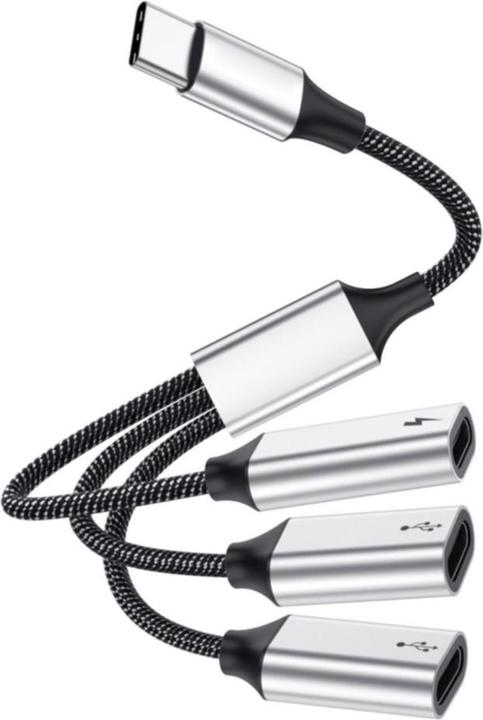 Produktbild Apfelkiste USB C auf 3x USB C Adapter Ladekabel OTG Nylon Datenkabel 60W (USB-C, 4 Ports)