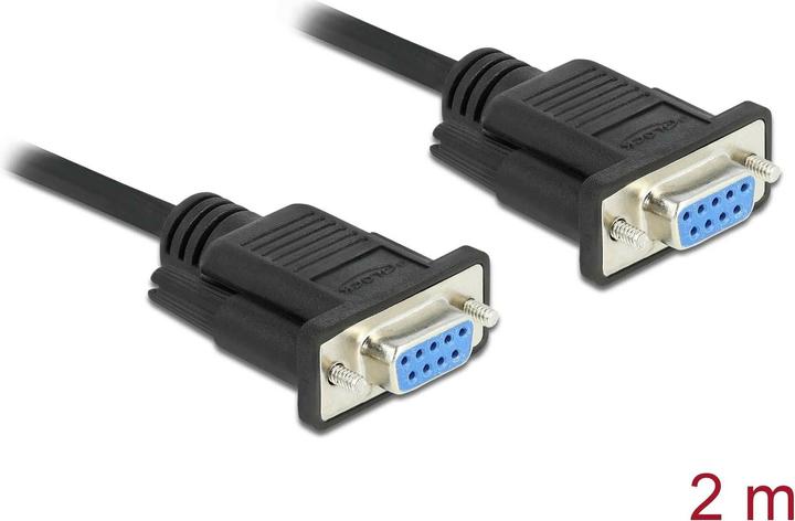 Delock Cavo seriale RS-232 D-Sub 9 femmina a femmina null modem con alloggiamento del connettore sottile (2 m, VGA)