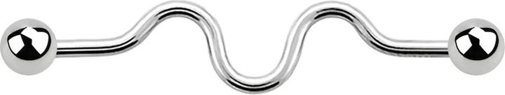 Actual product image Star Piercing Barbell silver zig zag with two balls (without brass, Surgical steel 316L)