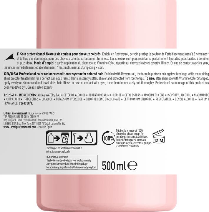 Nutritional values and ingredients L'Oréal Professionnel Serie Expert Vitamino Color (500 ml)