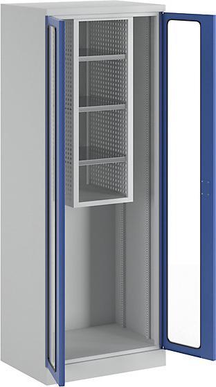 Actual product image MBA-System STANDARD equipment and cleaning cupboard, with vision panel doors, light grey / (37 cm, 112 cm)