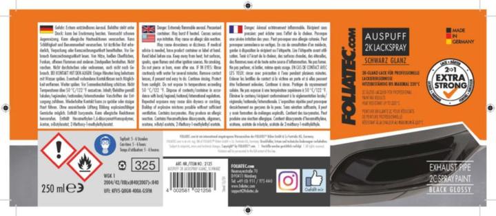 Image du produit Foliatec Peinture pour échappement (Noir, 0.25 l)