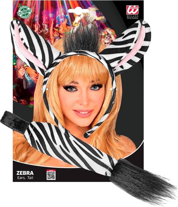 Image du produit Widmann Set zèbre avec oreilles et queue en peluche pour adultes