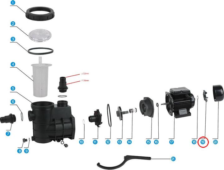 Actual product image SunSun Spare Part Swimming Pool Pump WilTec-200/300 Fan