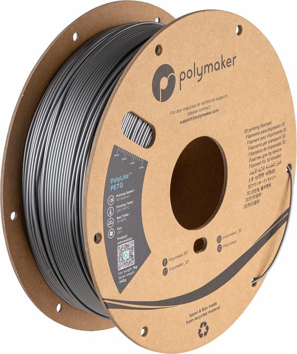 Produktbild Polymaker PolyLite PETG Silver 1.75mm 1kg (PETG, 1.75 mm, 1000 g, Silber)