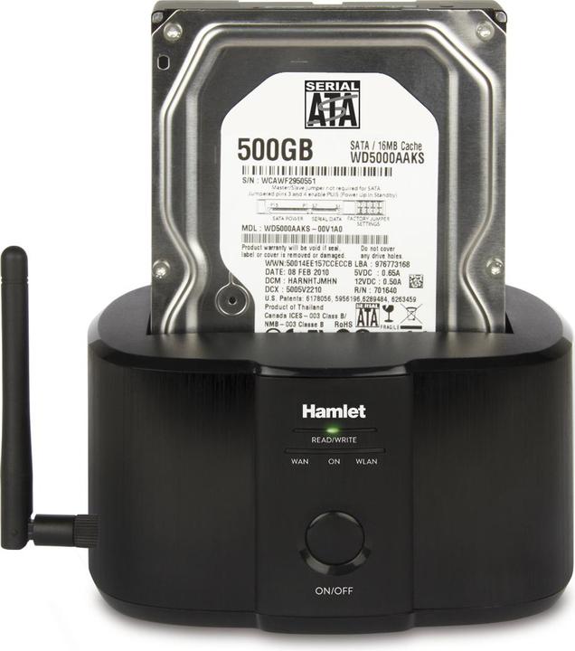 Actual product image Hamlet Wi-Fi Docking Station for 2.5" or 3.5" sata hard disks (1 Ports)