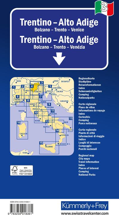 Image du produit Trentin - Tyrol du Sud n° 03 Carte routière régionale 1:200 000