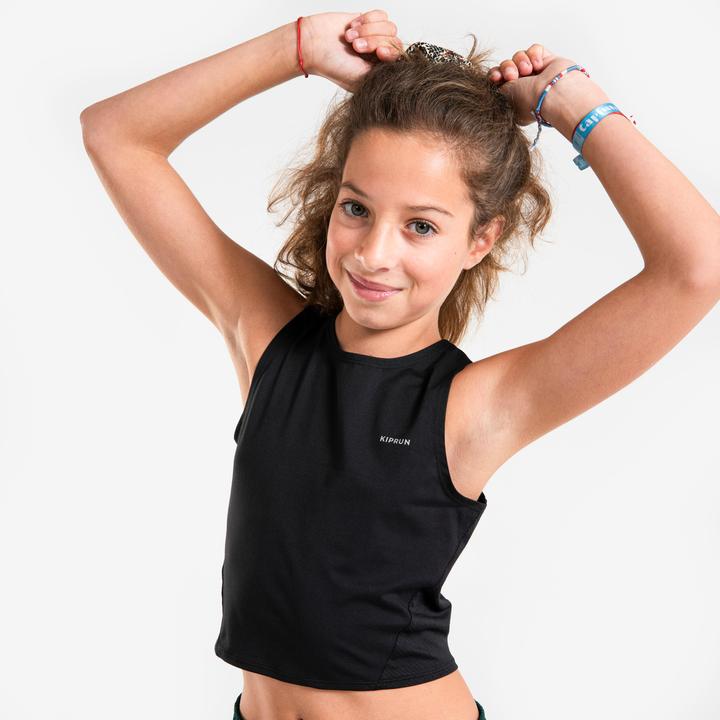 Produktbild Kiprun Tanktop Croptop Running atmungsaktiv Mädchen - 900 schwarz (8, 9, 10)