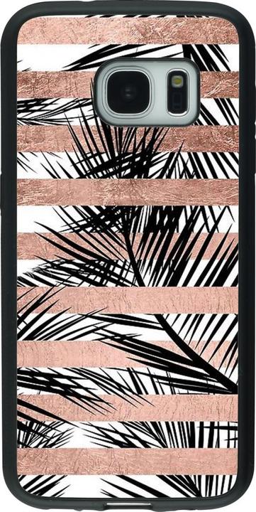 Actual product image PhoneLook Coque Silicone rigide noir Palm trees gold stripes (Samsung Galaxy S7)