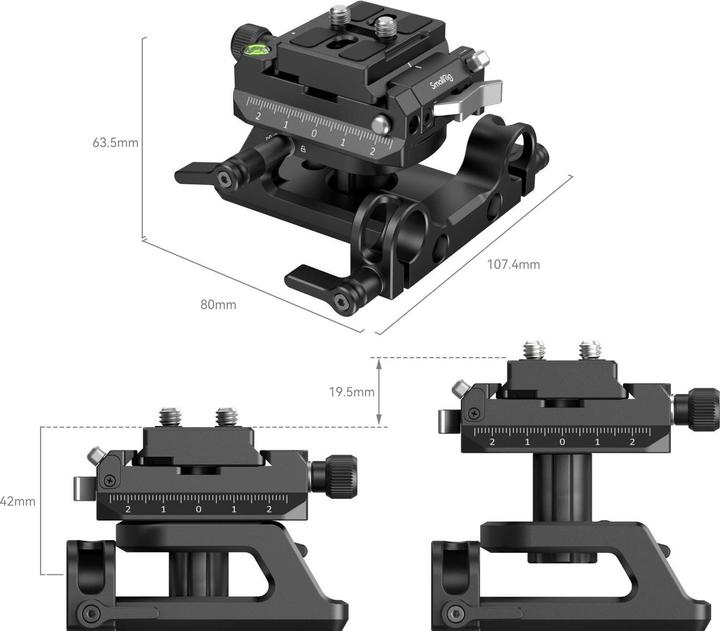 Produktbild SmallRig 4233 Universal Arca Swiss Height Adjustable Mount Plate Kit