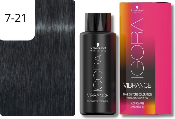 Actual product image Schwarzkopf Professional Igora Vibrance - 7-21 Medium Blonde Ash Cendré (Blond, Grey)
