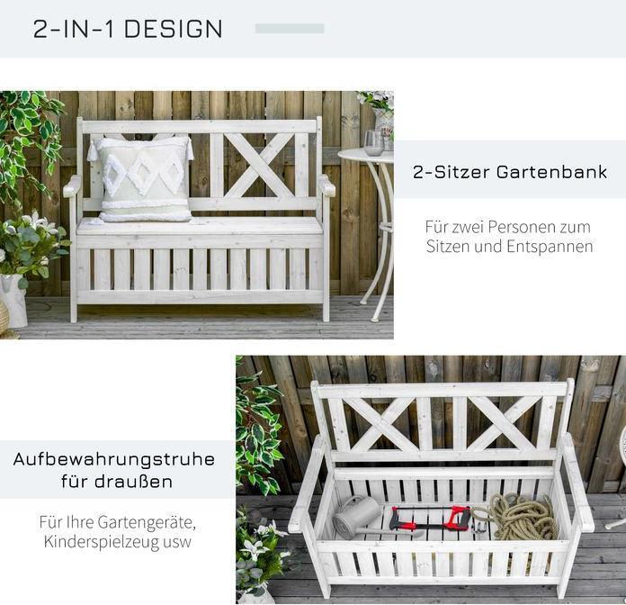 Image du produit Swisshandel24 Gartensitzbank 2-Sitzer mit Stauraum Tanne 115x61x85 cm