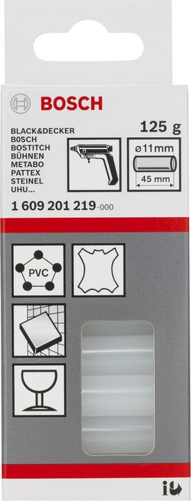 Produktbild Bosch Professional Zubehör Schmelzkleber, 11 x 45 mm, 125 g, transparent