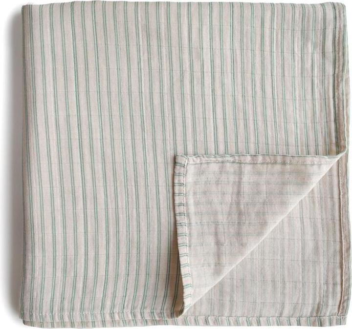 Image du produit Mushie Mousseline Swaddle Sage Stripe (120 cm, 120 cm)