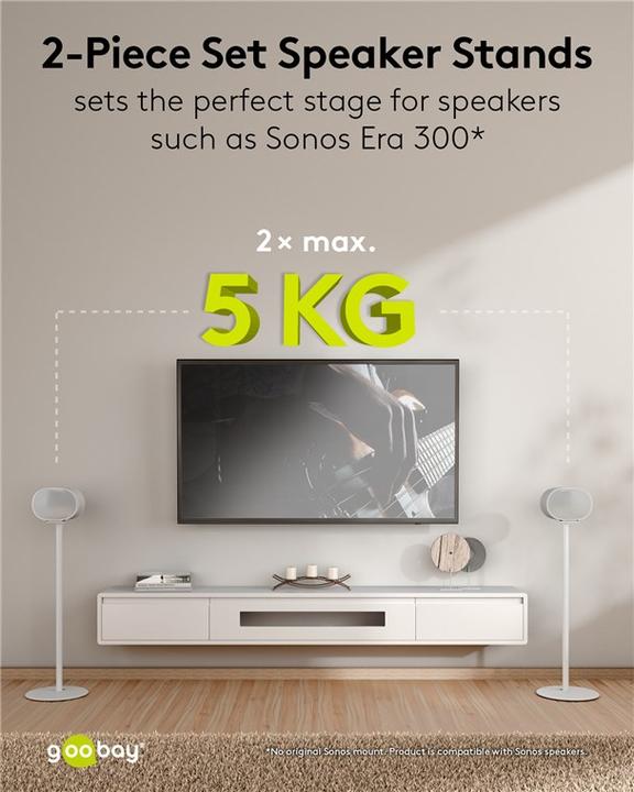 Produktbild Goobay Lautsprecherständer Modern Era 3 Base, weiss (1 Paar, Ständer, Nicht beweglich)