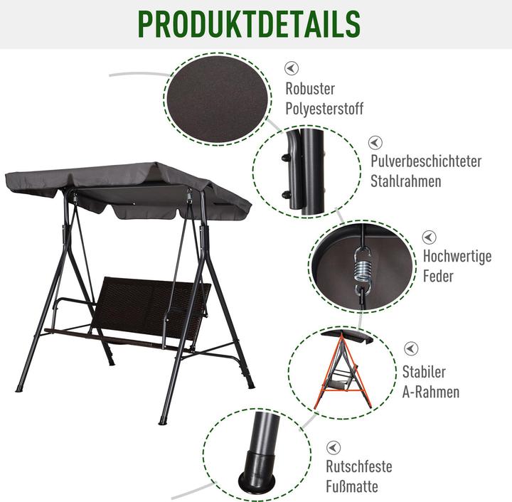 Produktbild Outsunny Hollywoodschaukel in Rattan-Optik