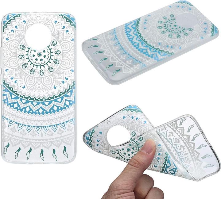 Actual product image König Design Henna Cover for Motorola Moto E4 Case Protective Cover Silicone Bumper Sun Blue New (Motorola Moto E4)
