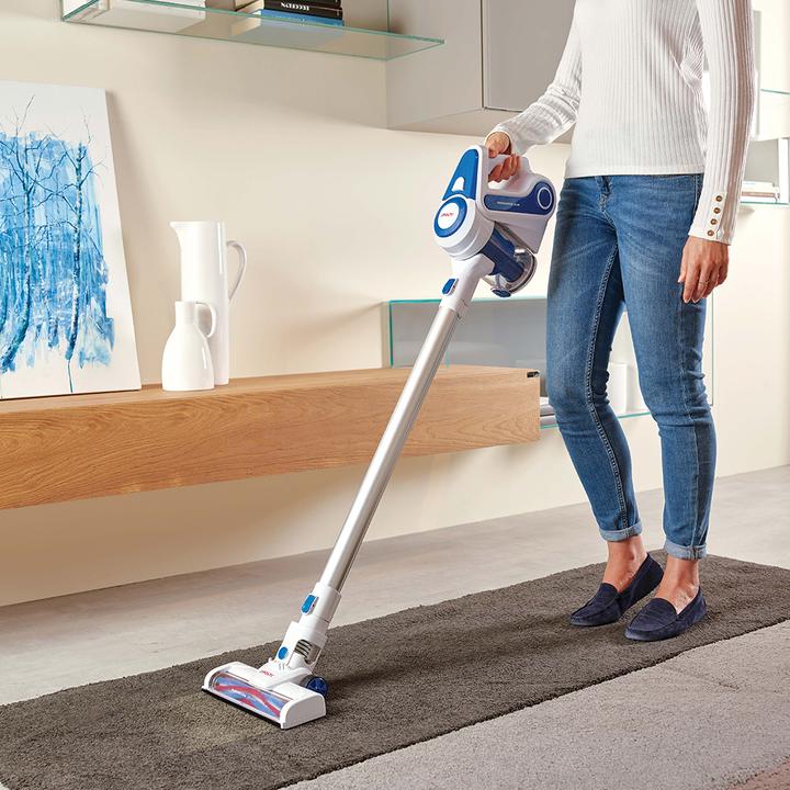 Actual product image Polti PBEU0116 FORZASPIRA SLIM SR90B Rechargeable 2-in-1 cordless electric vacuum, White/Blue