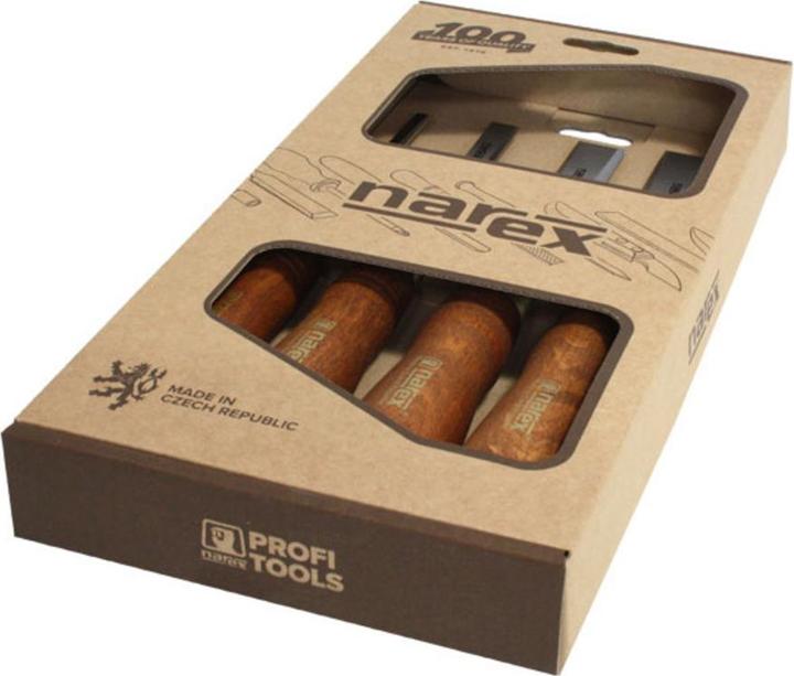 Image du produit Narex Jeu de burins à bords biseautés et poignées cirées 4 pièces