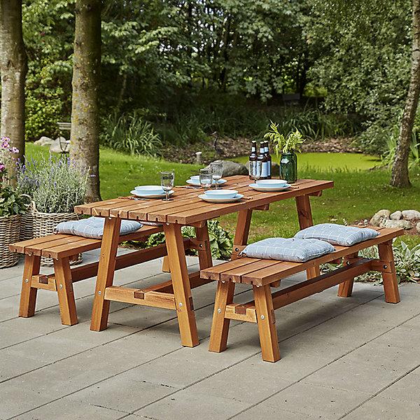 Image du produit Plus Garten Kit banc et table, table, 2 bancs, brun gris, L x l x h table 1771 x 750 x 720 (75 cm)