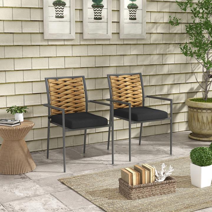 Actual product image Outsunny Stackable garden chairs with cushions