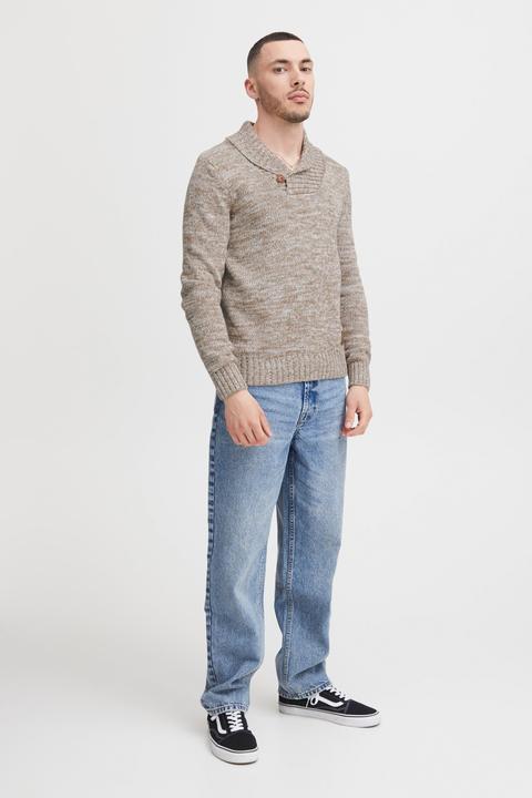 Actual product image Solid Phil Men's Jumper Chunky Knit Pullover With Shawl Collar Made Of 100% Cotton (XXL)