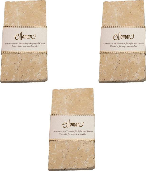 Actual product image Natura Punto Set of 3 travertine soap dish, rectangular, light light beige, 14.5 x 7 cm