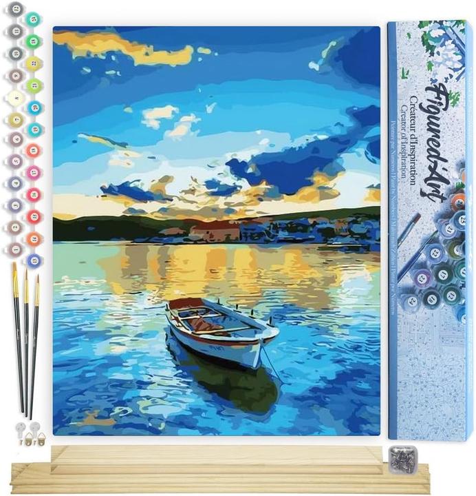 Produktbild Figured'Art Malen nach Zahlen - Boot und Sonnenaufgang