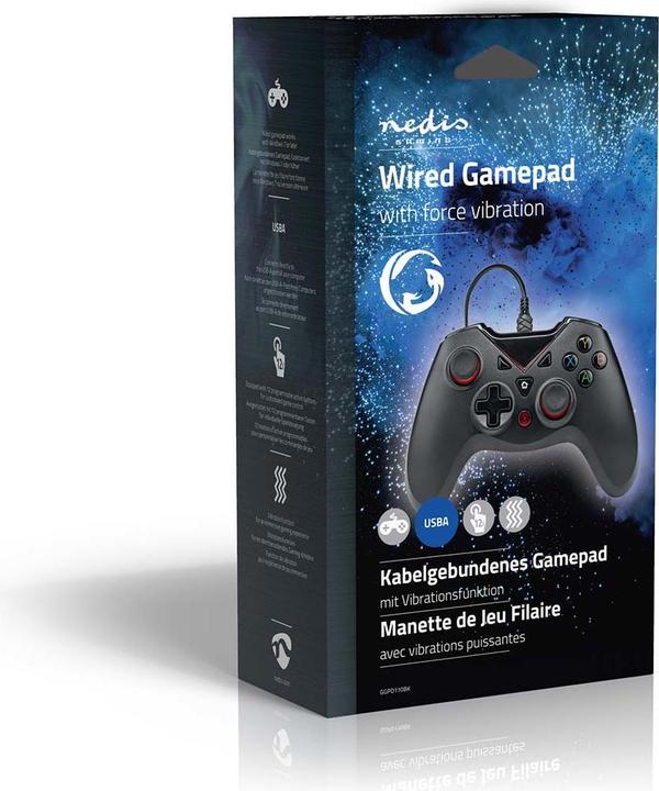 Produktbild Nedis Gamepad | USB Type-A | Stromversorgung über USB | PC | Anzahl Knöpfe: 12 | Kabellänge: 1.60 m (PC)