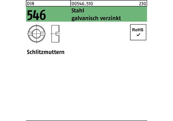 Produktbild Schlitzmutter DIN 546 M 8 Stahl galvanisch verzinkt
