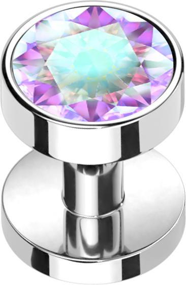 Star Piercing Skin Diver silber mit Kristall multicolor (Titan G23)