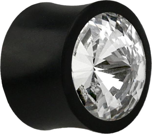 Produktbild Star Piercing Flared Plug aus Areng Holz mit Swarovski Kristall silber (ohne Messing, Organisch)