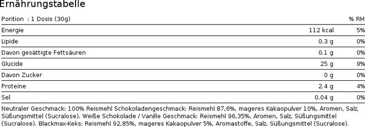 Nährwerte und Zutaten Max Protein Good Morning Rice Cream (Biskuit Black Max, 1 Stk., 1000 g)
