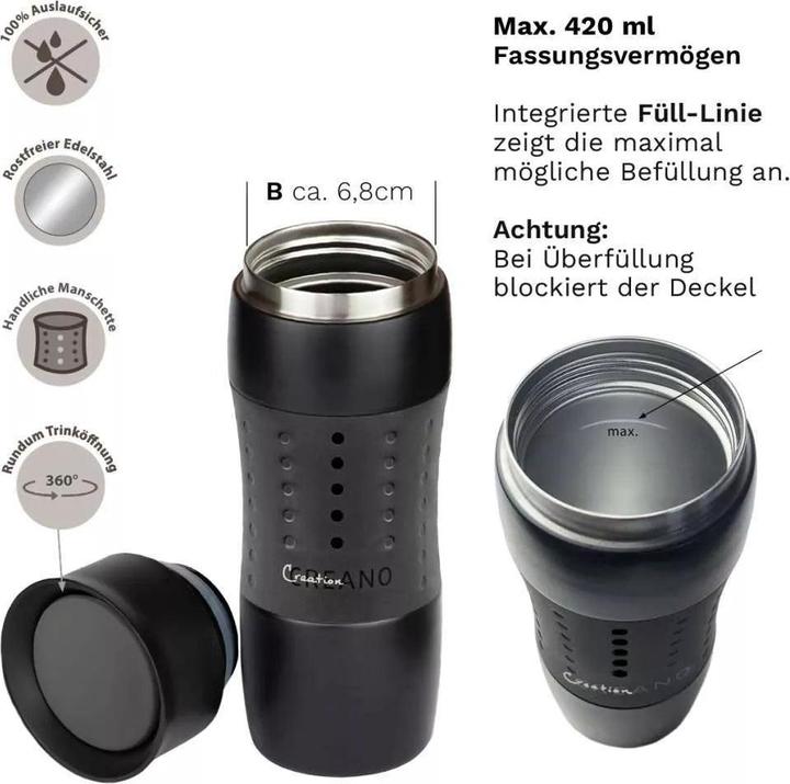 Actual product image Creano Thermos flask Drinking bottle Design Travel Mug 420ml No.18 (0.42 l)