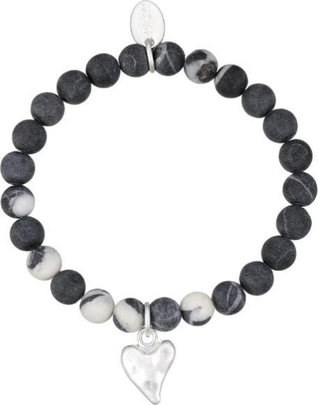 Produktbild Andreani Armband aus echtem Schwarz-Weiss Jaspis mit Herzanhänger von