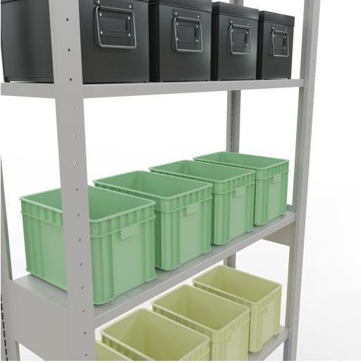 Système d'étagères de base MULTIplus150 sans boulons avec longerons.