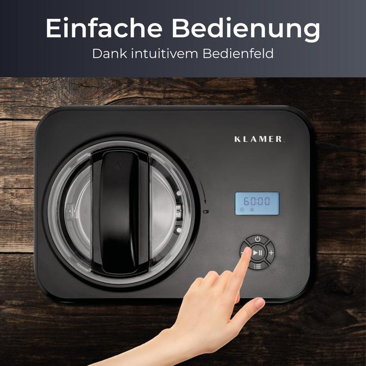 Produktbild KLAMER Eismaschine 1.5L, 120 W Eiscrememaschine aus Edelstahl