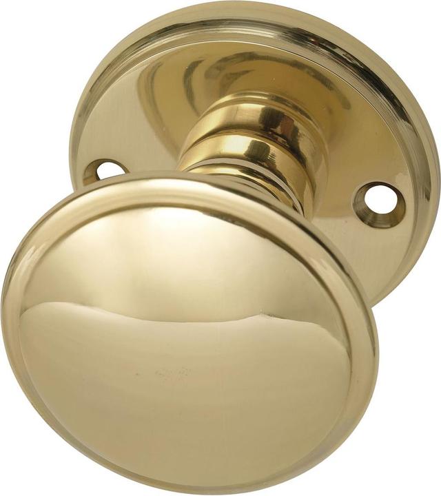 Marchesi Türknopf Flachform - auf Rosette (Facette), ø 55 mm, Messing poliert (Türknopf)