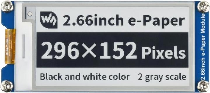 Actual product image WaveShare 296x152 2.66inch Black / White E-Ink Display