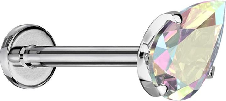 Immagine prodotto Star Piercing Micro Threadless Labret silber mit Kristalltropfen multicolor gefasst (senza ottone, Titanio G23)